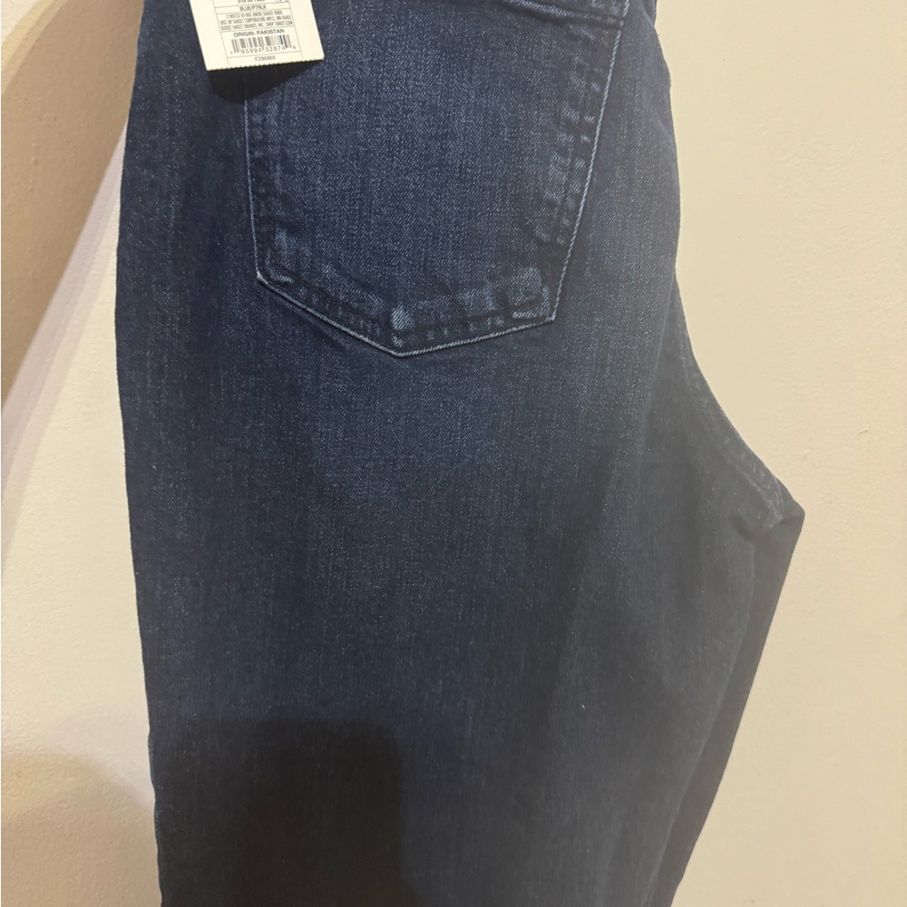 Dark Blue High Rise Bootcut Denim Jeans, Straight Hip and Thigh
